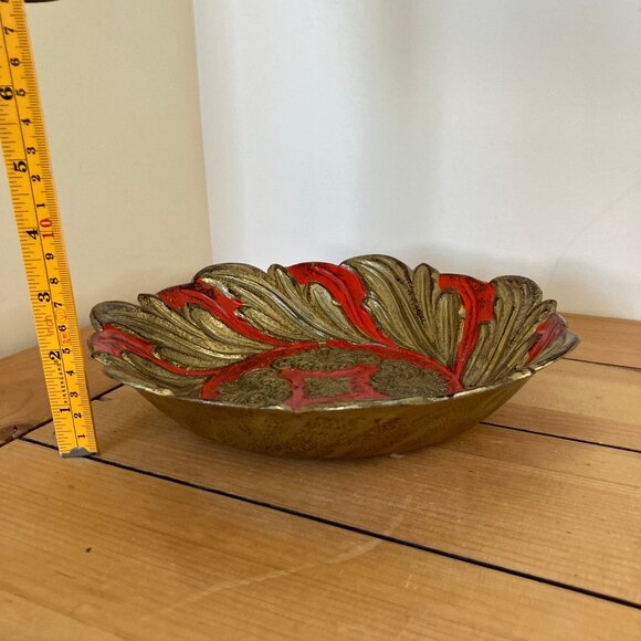 Florentine Decorative Bowl Molded Plastic Gold & Orange Vintage Made in Italy - Picture 4 of 6